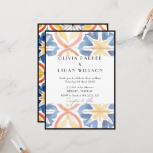 Black Lined Summer Spanish Tiled Wedding Einladung