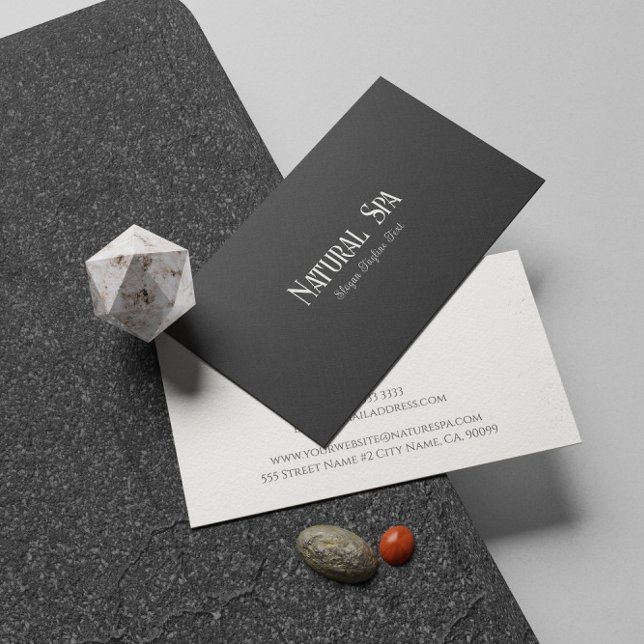 Black Linen Texture Natural Wellness-Center Therap Visitenkarte (Von Creator hochgeladen)