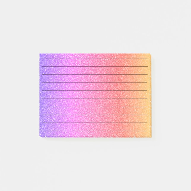Black Lines Glittery PInk Lila Ombre Girly Post-it Klebezettel (Vorderseite)