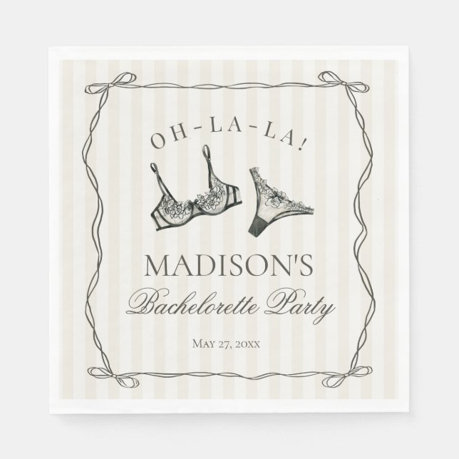 Black Lingerie Dusche Bachelorette Tischdekor Serviette (Vorderseite)