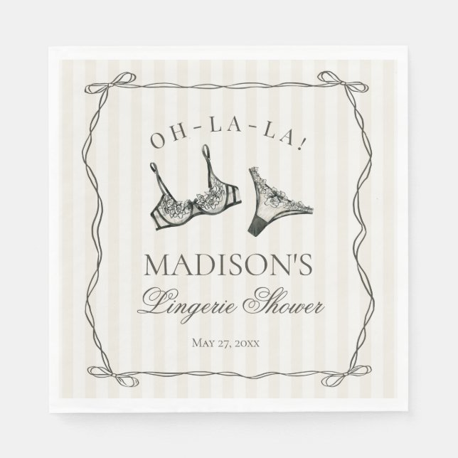 Black Lingerie Dusche Bachelorette Tischdekor Serviette (Vorderseite)