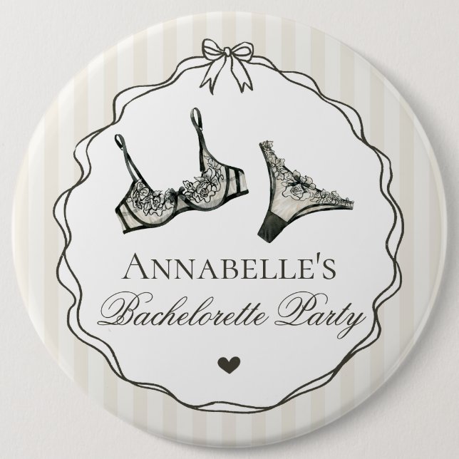 Black Lingerie Shower Bachelorette Party Favor Button (Vorderseite)