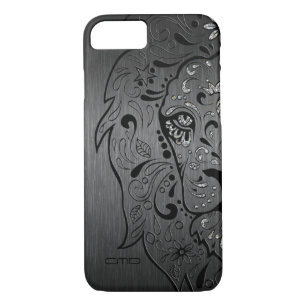 Black Lion Sugar Skull Metallic Grau Hintergrund Case-Mate iPhone Hülle