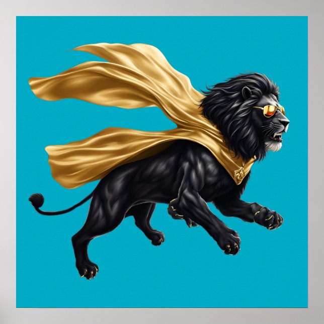 Black Lion Superhero Poster (Vorne)