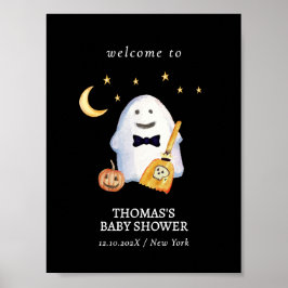 Black Little Boo Witch Ghost Baby Dusche Willkomme Poster