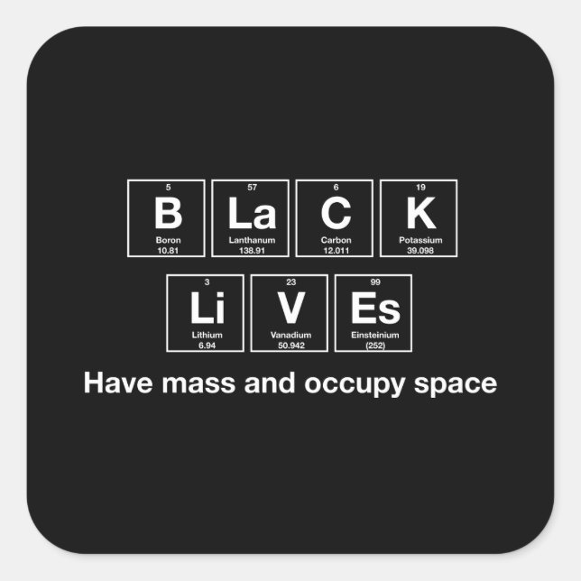 Black Lives - Chemische Symbole Glossy Stickers (Vorderseite)