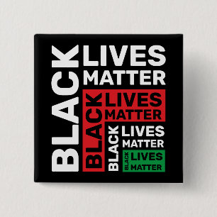 Black Lives Materie BLM Red Green Black Typografy Button