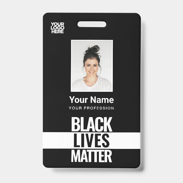 Black Lives Materie Foto, Bar Code, Logo, Name Ausweis (Vorderseite)