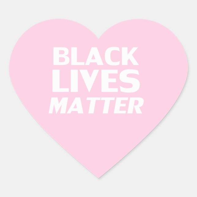 Black Lives Materie Hellrosa weiße Typografie Herz-Aufkleber (Vorderseite)