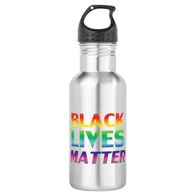 Black Lives Materie Regenbogen Moderne Typografie  Edelstahlflasche (Vorderseite)