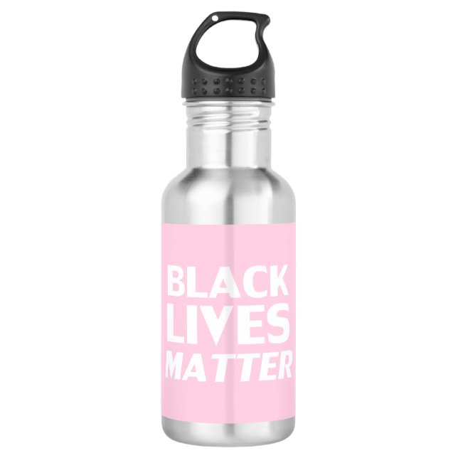 Black Lives Materie rosa moderne Typografie Edelstahlflasche (Vorderseite)