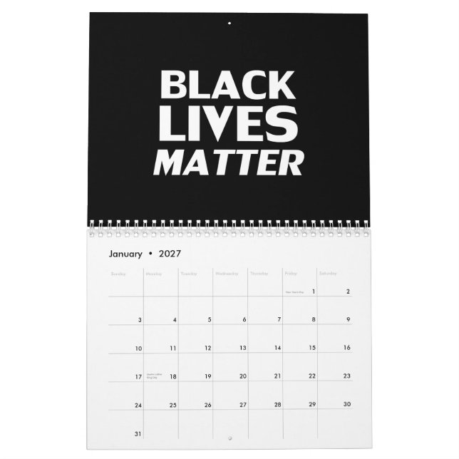 Black Lives Materie Schwarz-weiß moderne Typografi Kalender (Jan 2027)