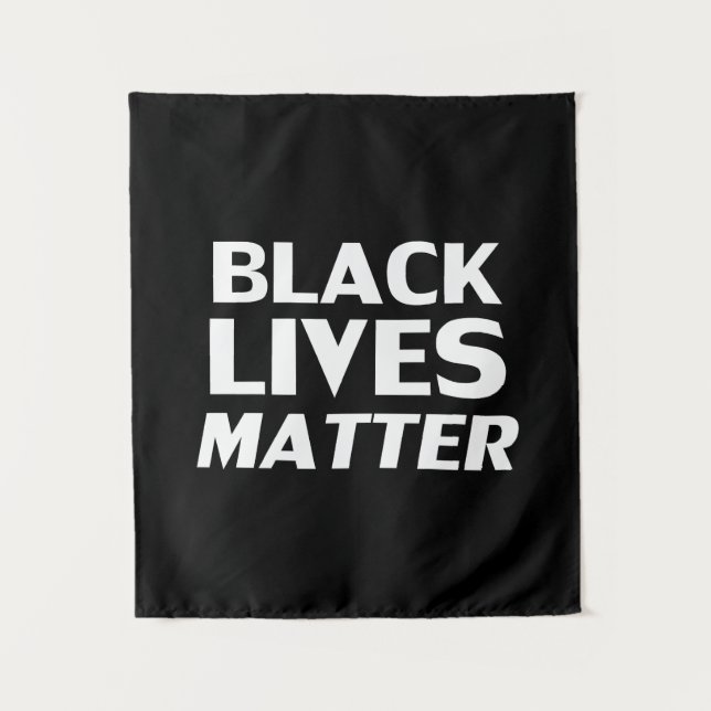Black Lives Materie Schwarz-weiß moderne Typografi Wandteppich (Vorderseite)