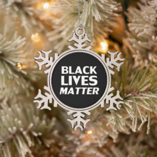 Black Lives Materie Schwarz-Weiß Schneeflocken Zinn-Ornament