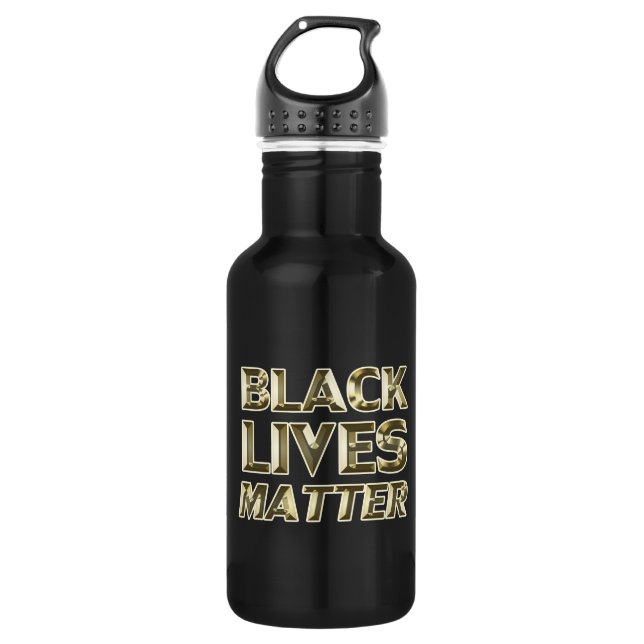 Black Lives Matt Black Gold moderne Typografie Edelstahlflasche (Vorderseite)