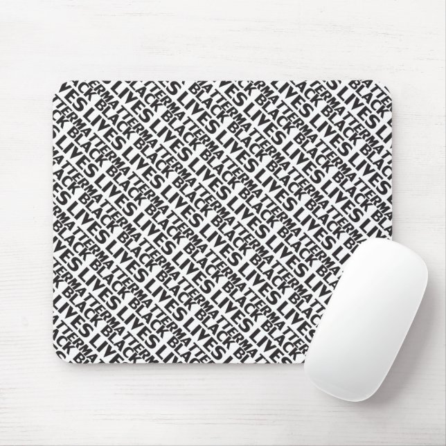 Black Lives Matt White Black Typografy Muster Mousepad (Mit Mouse)