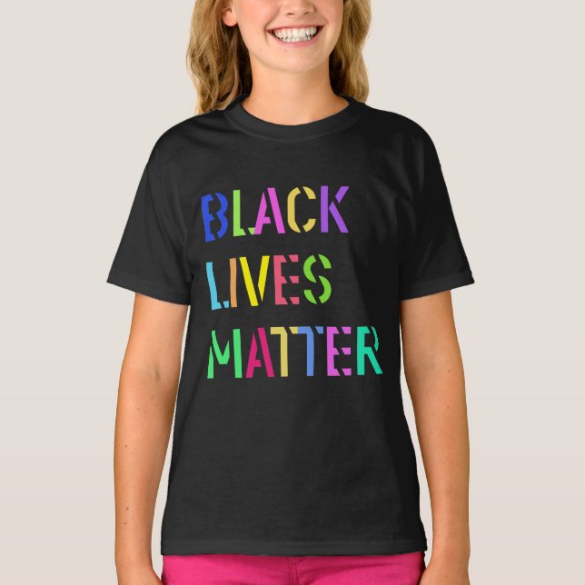 Black Lives Matter Colorful Stencil 01 Editable T-Shirt (Vorderseite)