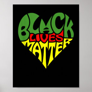 Black Lives Matter Heart Graphic Pan African Flag Poster