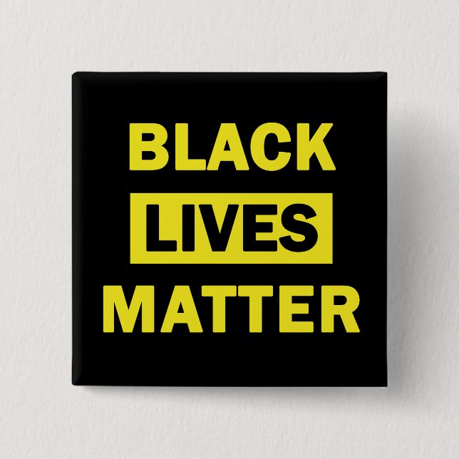 Black Lives Matter in Yellow Block Letters Button (Vorderseite)