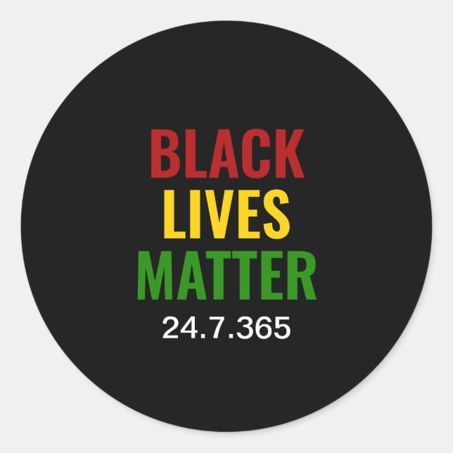 BLACK LIVES MATTER Red Yellow Green BHM Runder Aufkleber (Vorderseite)