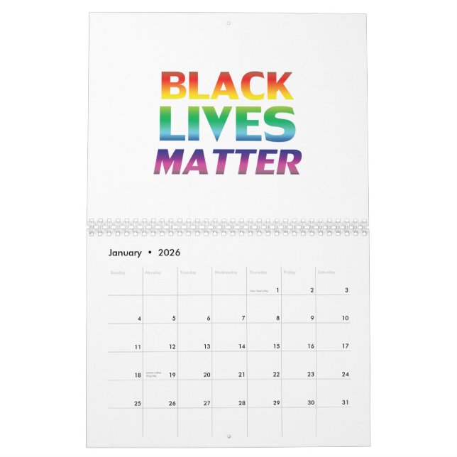 Black Lives Matter Regenbogen Stolz moderne Typogr Kalender (Jan 2026)