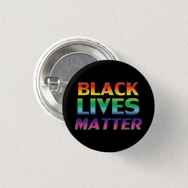 Black Lives Matter Regenbogentypografie Stolz schw Button (Vorne & Hinten)