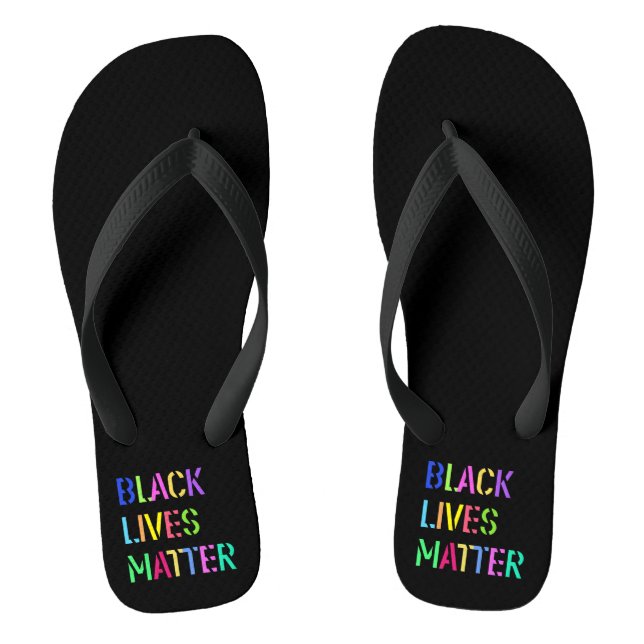 Black Lives Matter Stencil 01 Multi Styles Flip Flops (Fußbett)