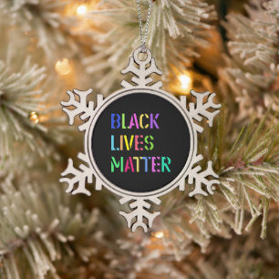 Black Lives Matter Stencil 01 Multiple Styles Schneeflocken Zinn-Ornament