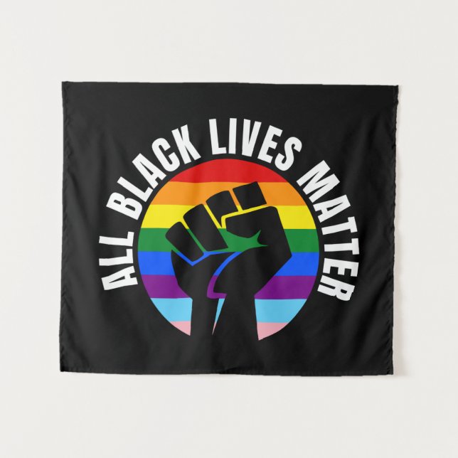 Black Living Matter Fist und LGBTQ Flag Wandteppich (Vorderseite (Horizontal))