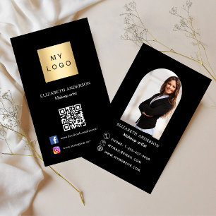 Black Logo Foto arch Qr Code Social Media Premium Visitenkarte