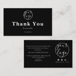 Black Logo Thank You Card Small Business Visitenkarte
