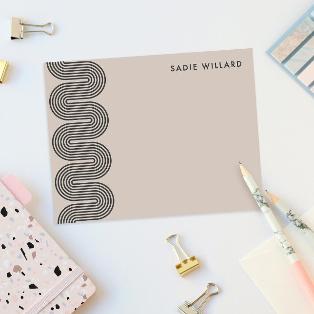 Black Lombard Wavy Lines Modern Stationery Card Mitteilungskarte (Von Creator hochgeladen)