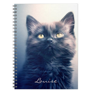 Black Long Hair Kitten Notizblock
