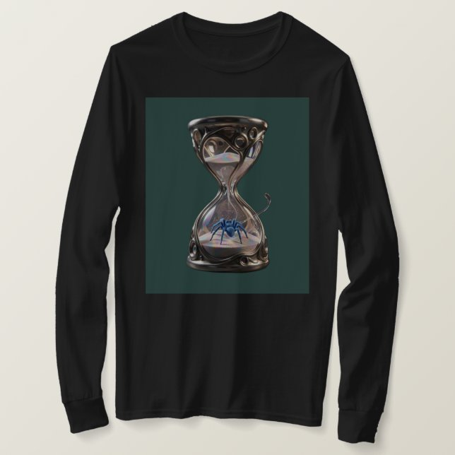 Black long sleeves shirt design with sand watch (Design vorne)