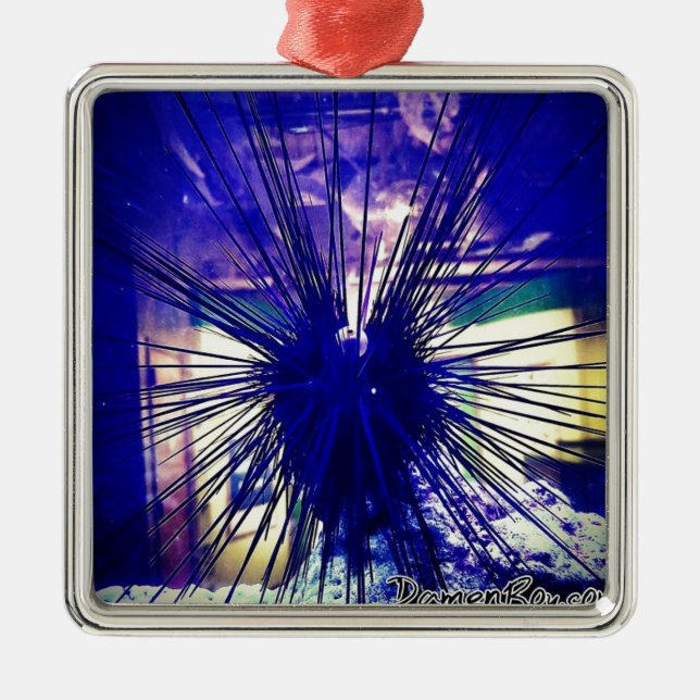 Black Longspine Urchin Ornament Aus Metall (Vorne)