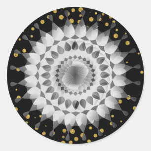 Black Lotus Blume Gold Confetti Wedding Floral Runder Aufkleber