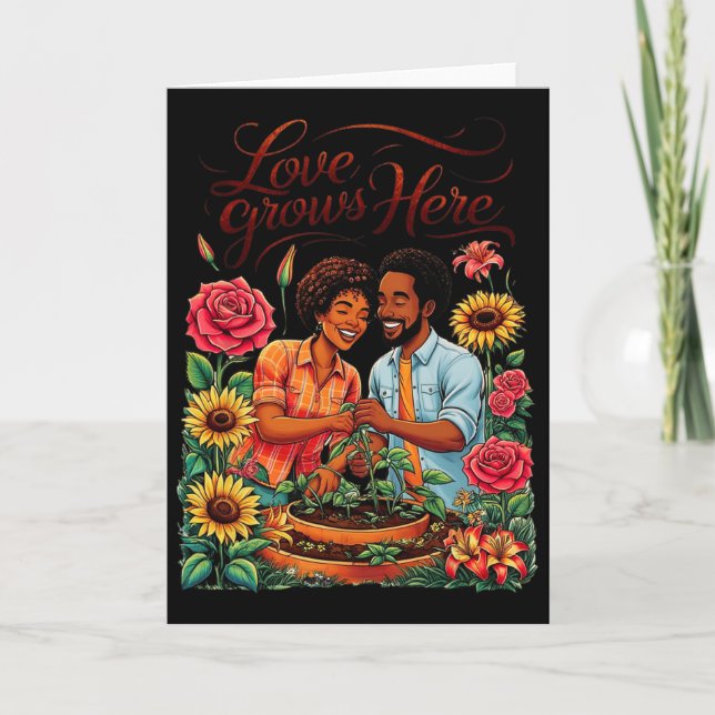 Black Love African American Couple Sketch Valentin Karte (Vorderseite)