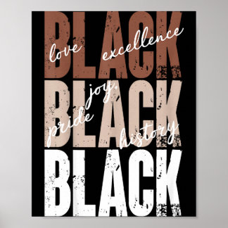 Black Love Excellence Joy Pride Black History Afri Poster