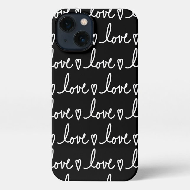 Black Love Written Words Print  iPhone Hülle (Rückseite)
