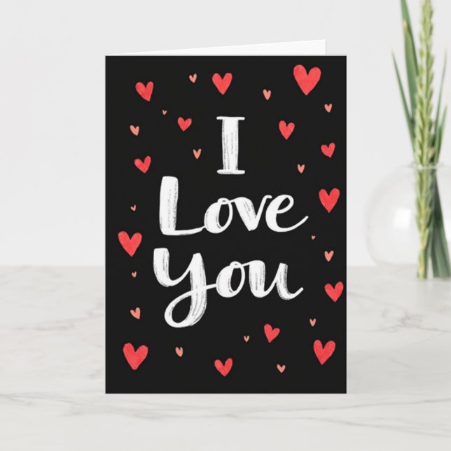 Black Love You Hearts Karte (Vorderseite)