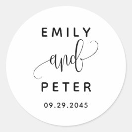 Black Lovely Script Typografy Wedding Runder Aufkleber
