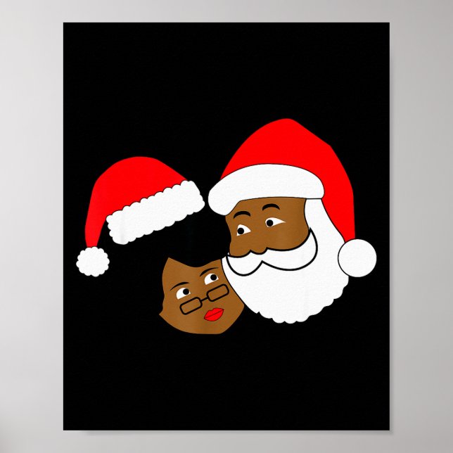 Black Loving Santa Claus And Mrs. Claus Ethnic Chr Poster (Vorne)
