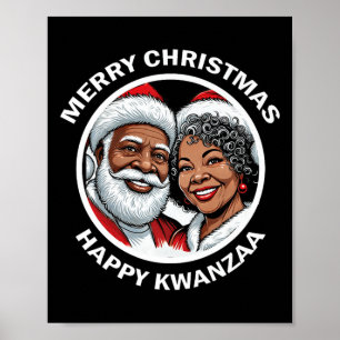 Black Loving Santa Claus und Mrs. Claus Weihnachte Poster