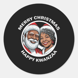 Black Loving Santa Claus und Mrs. Claus Weihnachte Runder Aufkleber