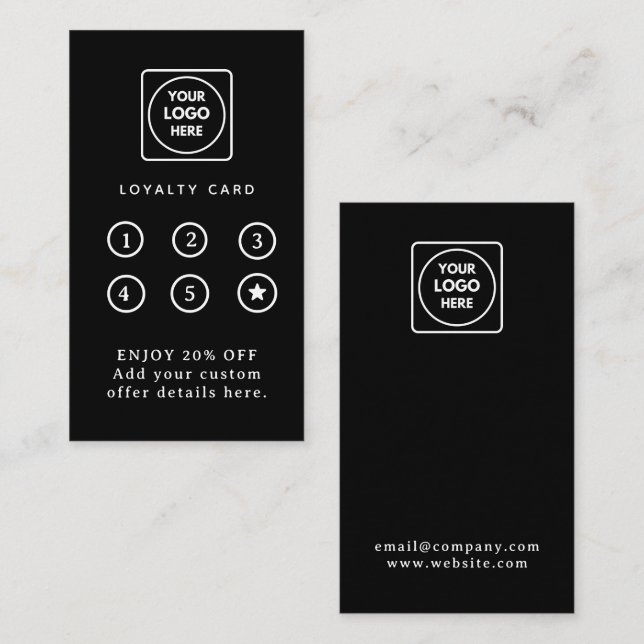 Black Loyalty Card | Benutzerdefinierte Firmen-Log Treuekarte (Vorne/Hinten)