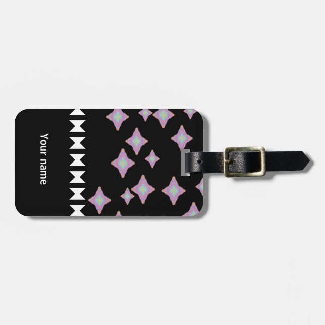 Black Luggage Tag with name tag Gepäckanhänger (Vorderseite horizontal)