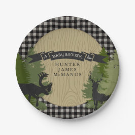 Black Lumberjack Forest Woodland Baby Boy Dusche Pappteller