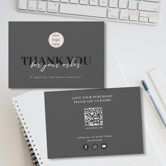Black Luxe Business Vielen Dank Logo Social Media Dankeskarte (Black Luxury Business Thank You Logo Social Media)