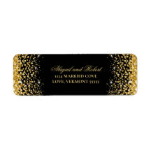 Black Luxe Gold Glitzer Return Label