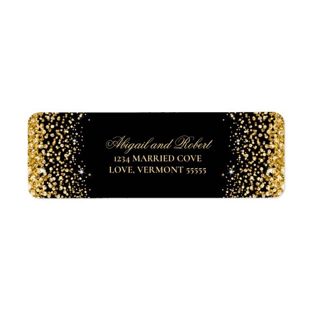 Black Luxe Gold Glitzer Return Label (Vorne)